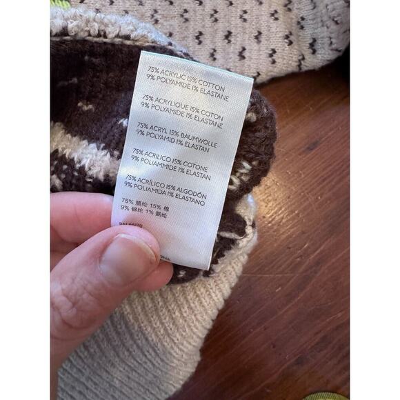 Urban Outfitters Cream Chartreuse Fair Isle Penguin Pullover Sweater Jumper M - Picture 10 of 10